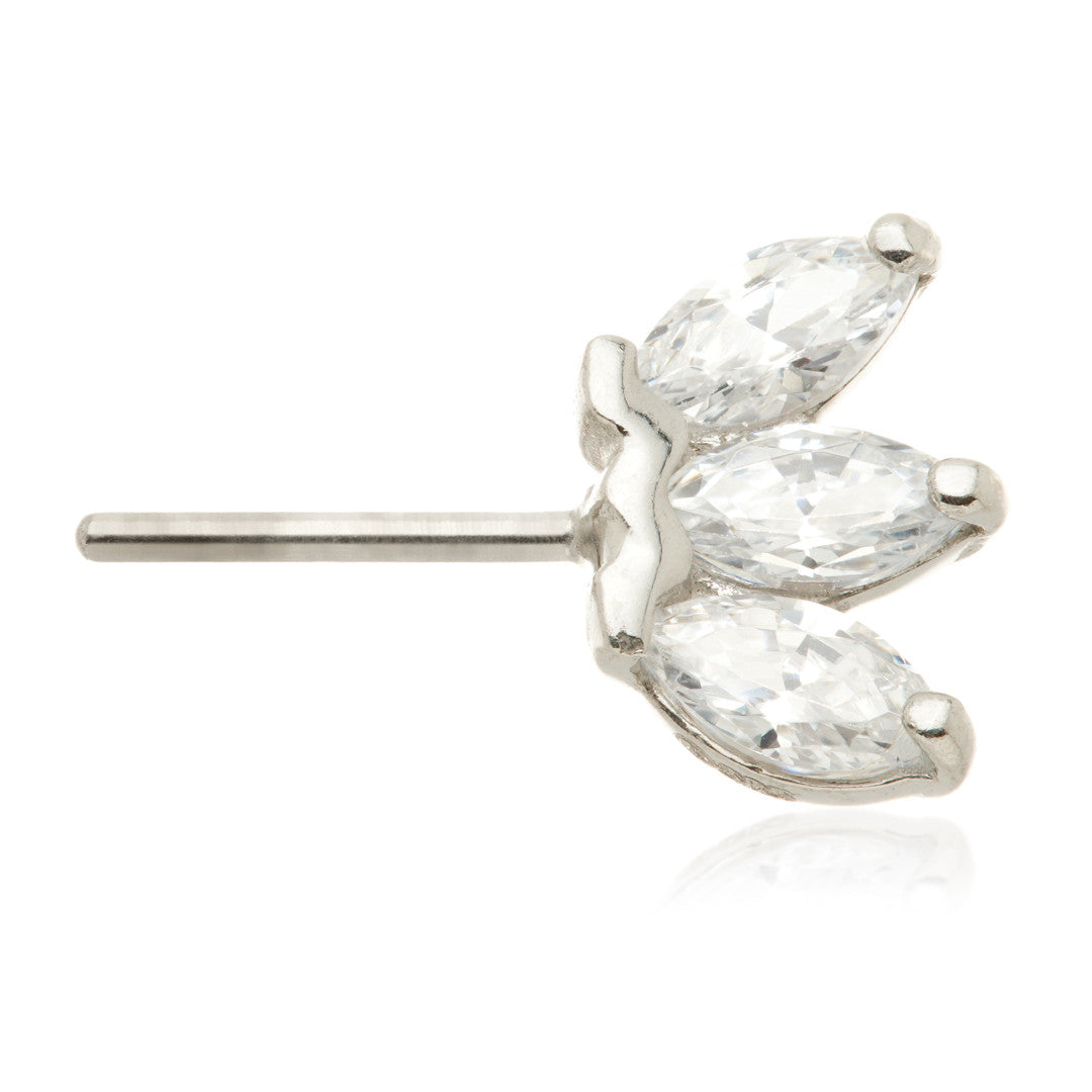 TL - 14ct Threadless Gold Front Facing Mini Marquise Pin Attachment
