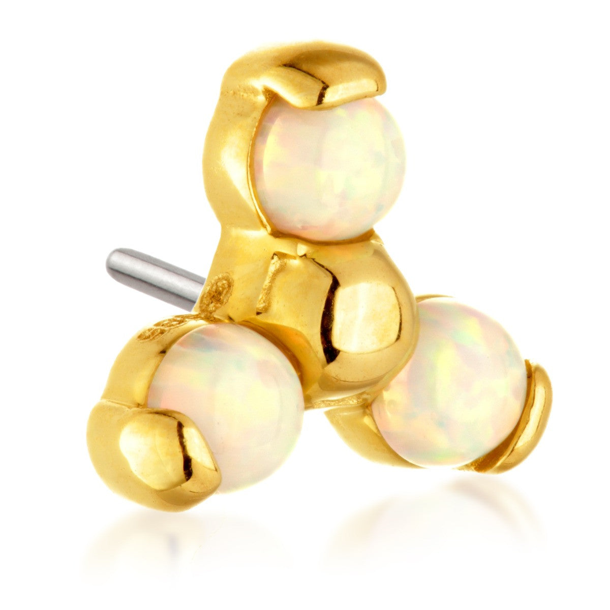 TL - 14ct Threadless Gold Opal Trinity Pin Attachment