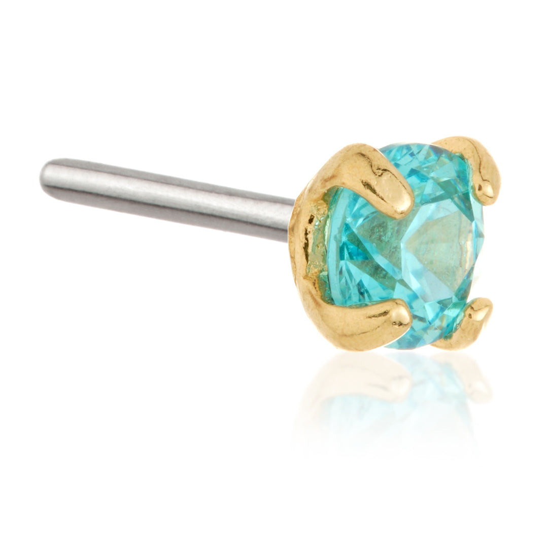 TL - 14ct Threadless Gold Prong Set Gem Pin Attachment