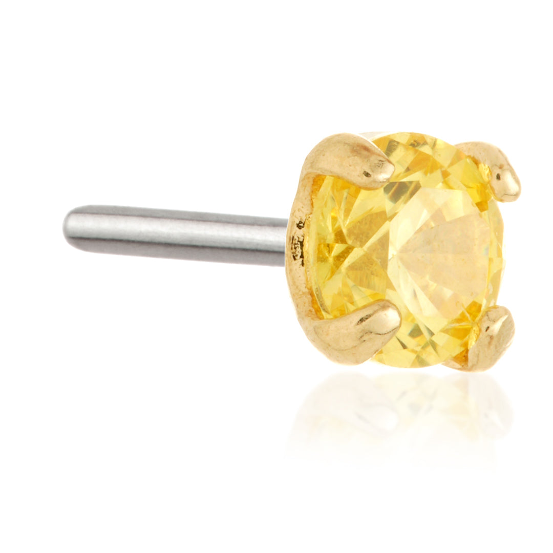 TL - 14ct Threadless Gold Prong Set Gem Pin Attachment