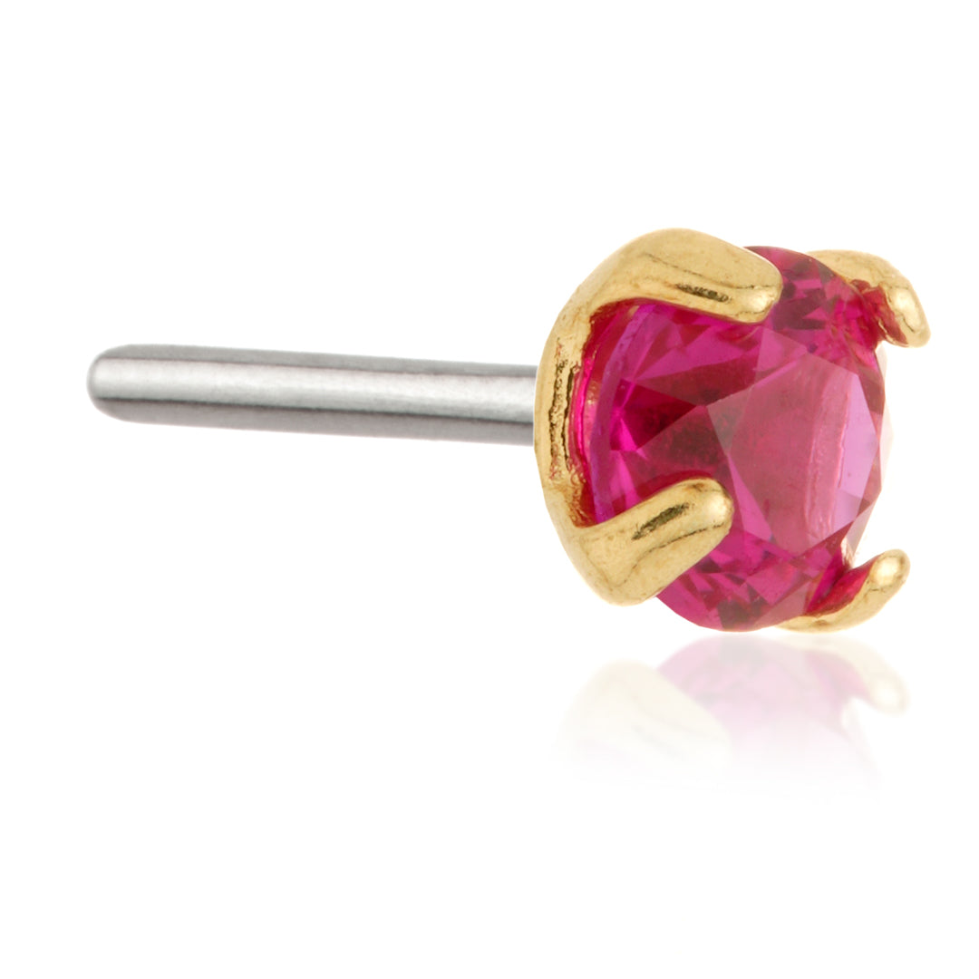 TL - 14ct Threadless Gold Prong Set Gem Pin Attachment