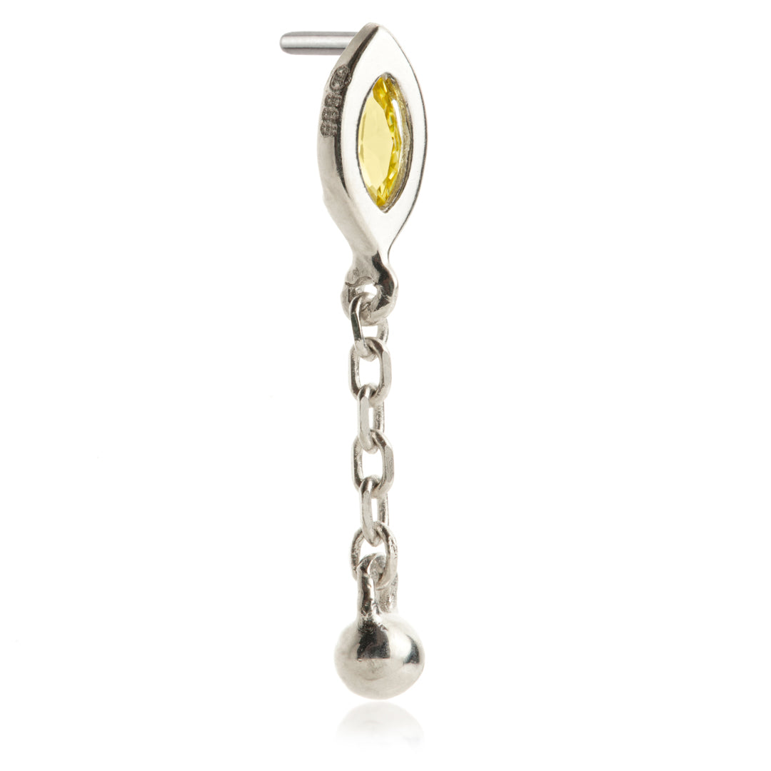 TL - 14ct Threadless Jewelled Marquise & Ball Attachment