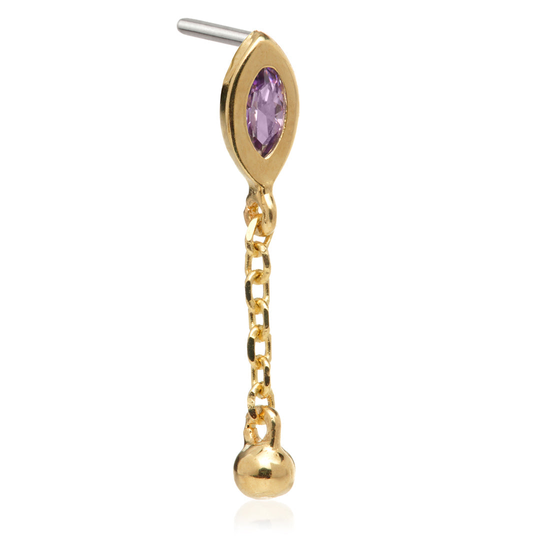 TL - 14ct Threadless Jewelled Marquise & Ball Attachment
