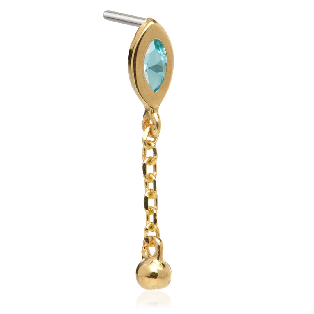 TL - 14ct Threadless Jewelled Marquise & Ball Attachment