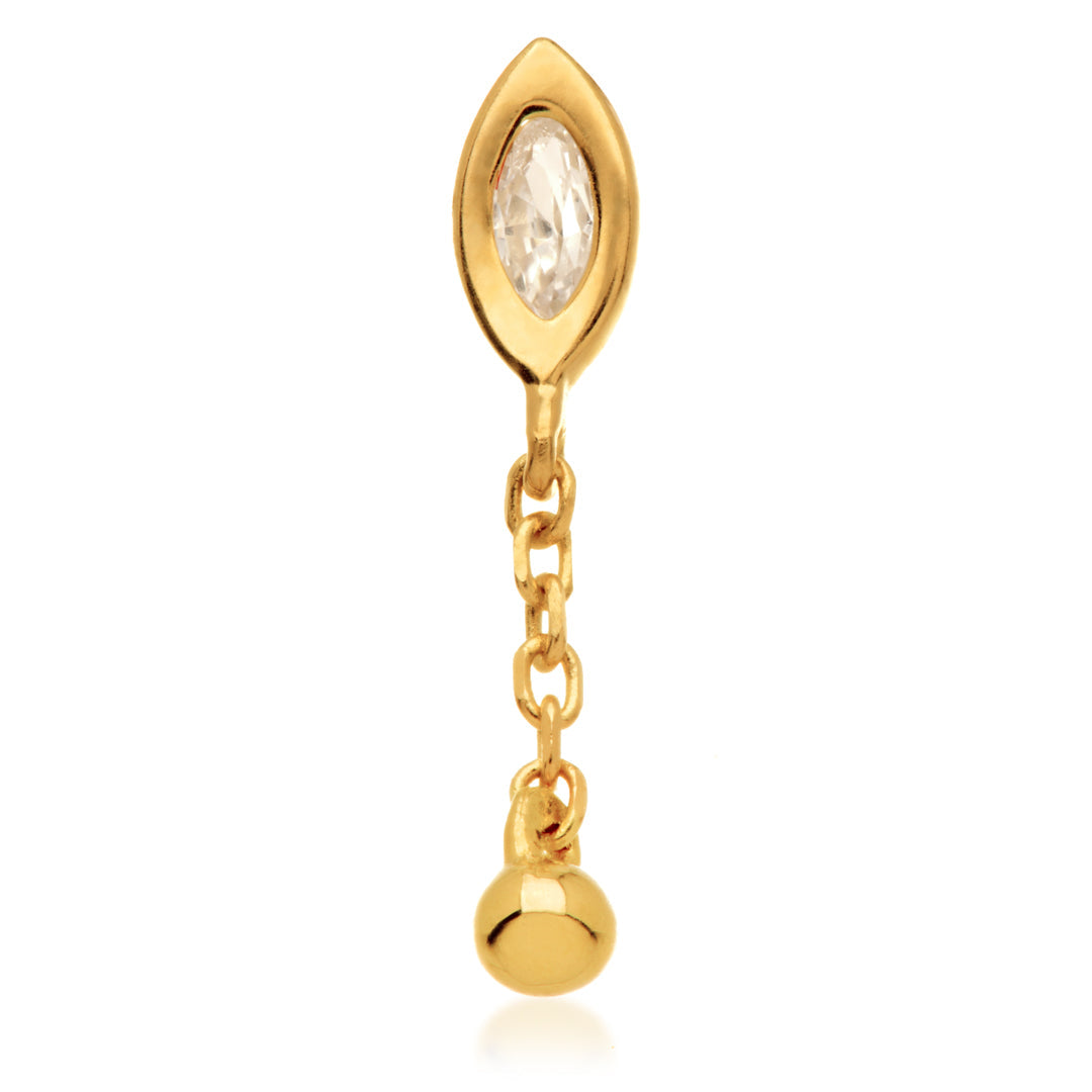 TL - 14ct Threadless Jewelled Marquise & Ball Attachment