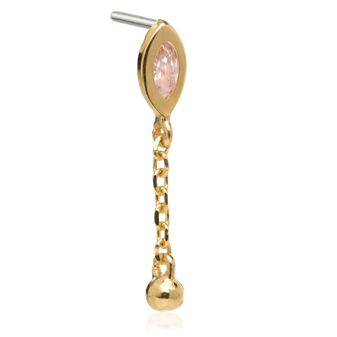 TL - 14ct Threadless Jewelled Marquise & Ball Attachment