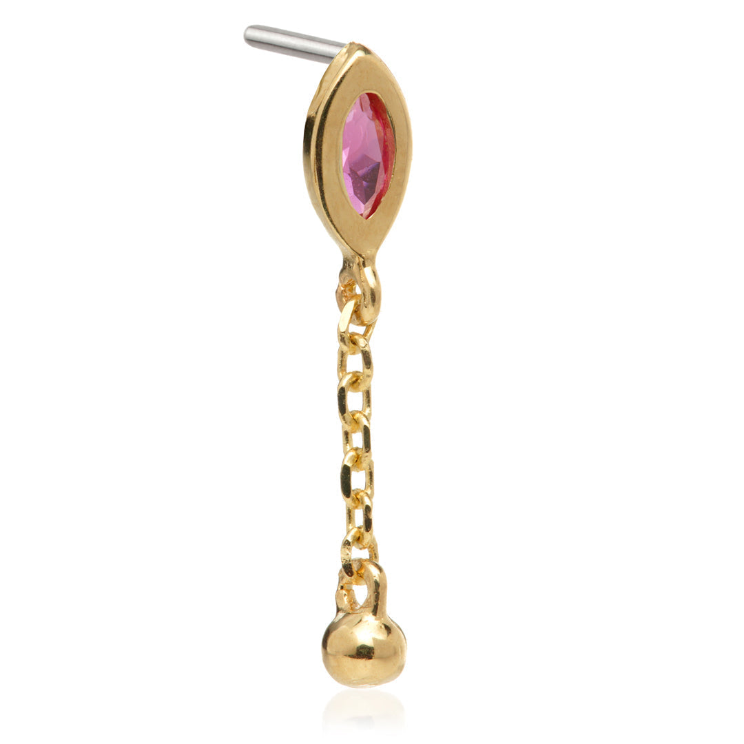TL - 14ct Threadless Jewelled Marquise & Ball Attachment