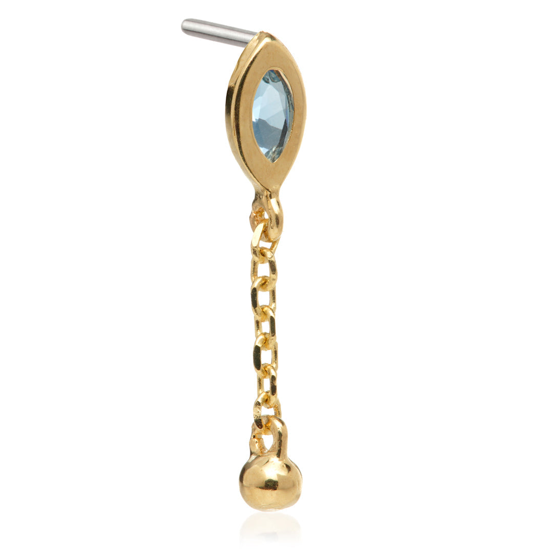 TL - 14ct Threadless Jewelled Marquise & Ball Attachment