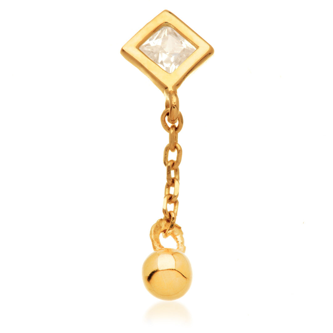 TL - 14ct Threadless Rhombus Gem & Ball Attachment