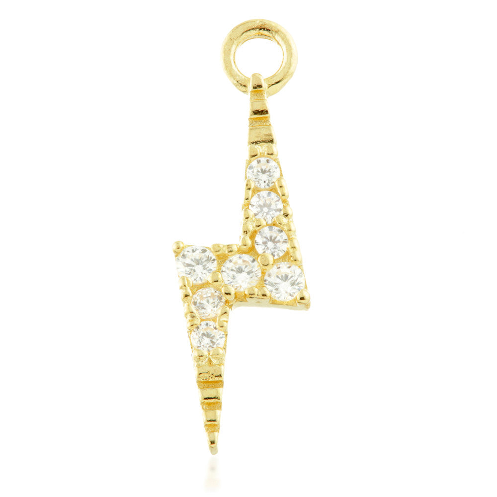 TL - 18ct Gold Swarovski Lightning Bolt Charm for Hinge Ring