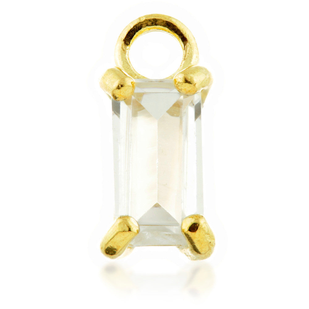 9 Carat Solid Gold Jewel Baguette Hoop Charm for Hinge Segment Ring