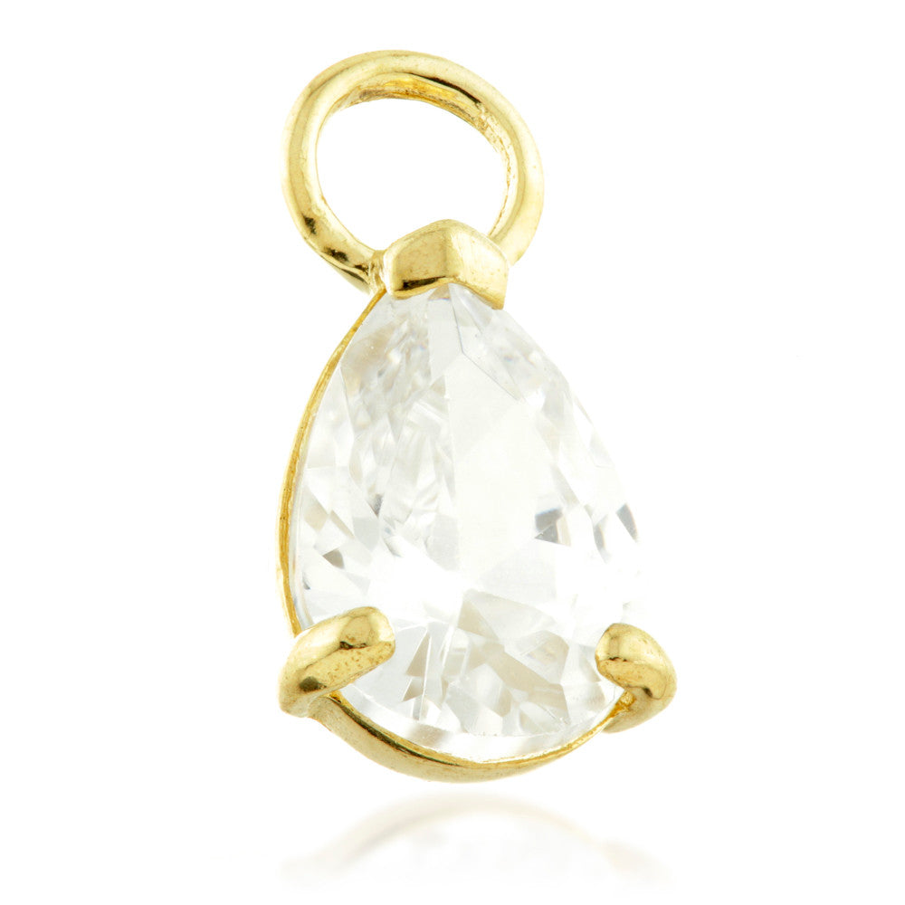 9 Carat Solid Gold Jewel Tear Hoop Charm for Hinge Segment Ring