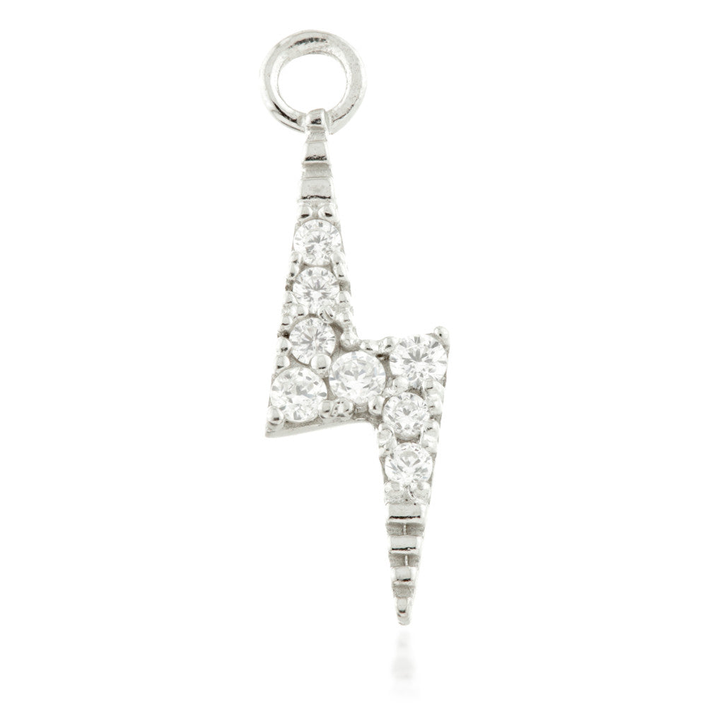 9 Carat Solid Gold Jewelled Lightning Bolt Hoop Charm for Hinge Ring