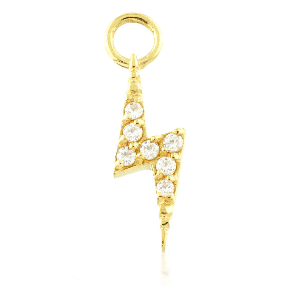 9 Carat Solid Gold Jewelled Lightning Bolt Hoop Charm for Hinge Ring