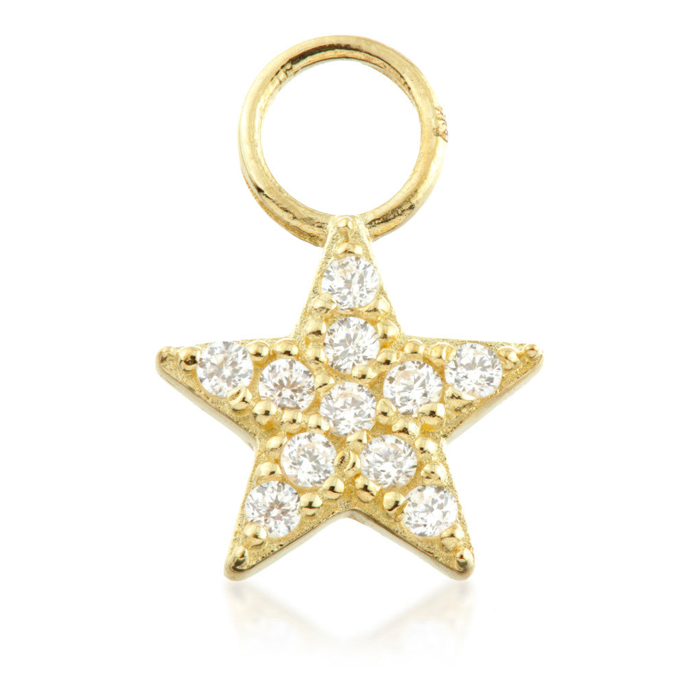 9 Carat Solid Gold Jewelled Star Hoop Charm for Hinge Segment Ring