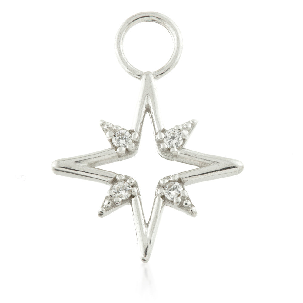 9 Carat Solid Gold Open North Star Hoop Charm for Hinge Segment Ring