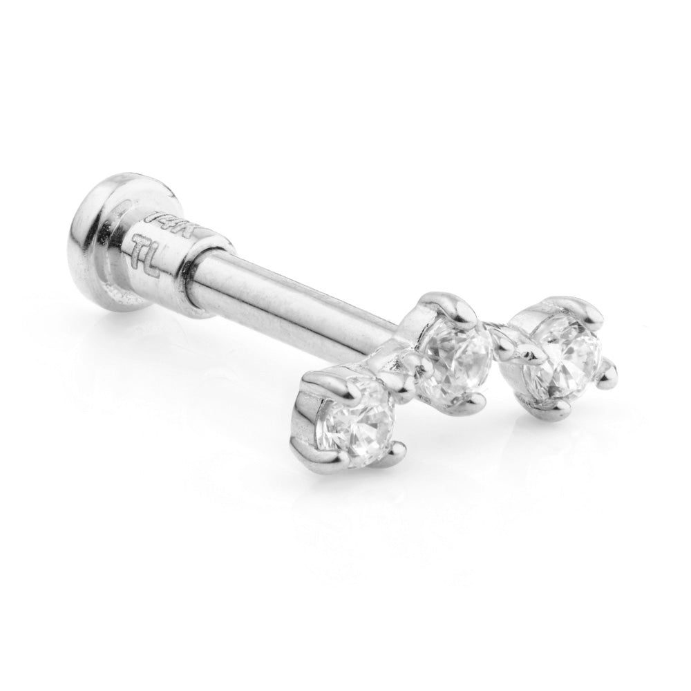 TL - Gold 3 Gem Crescent Mini Labret - 1.2mm