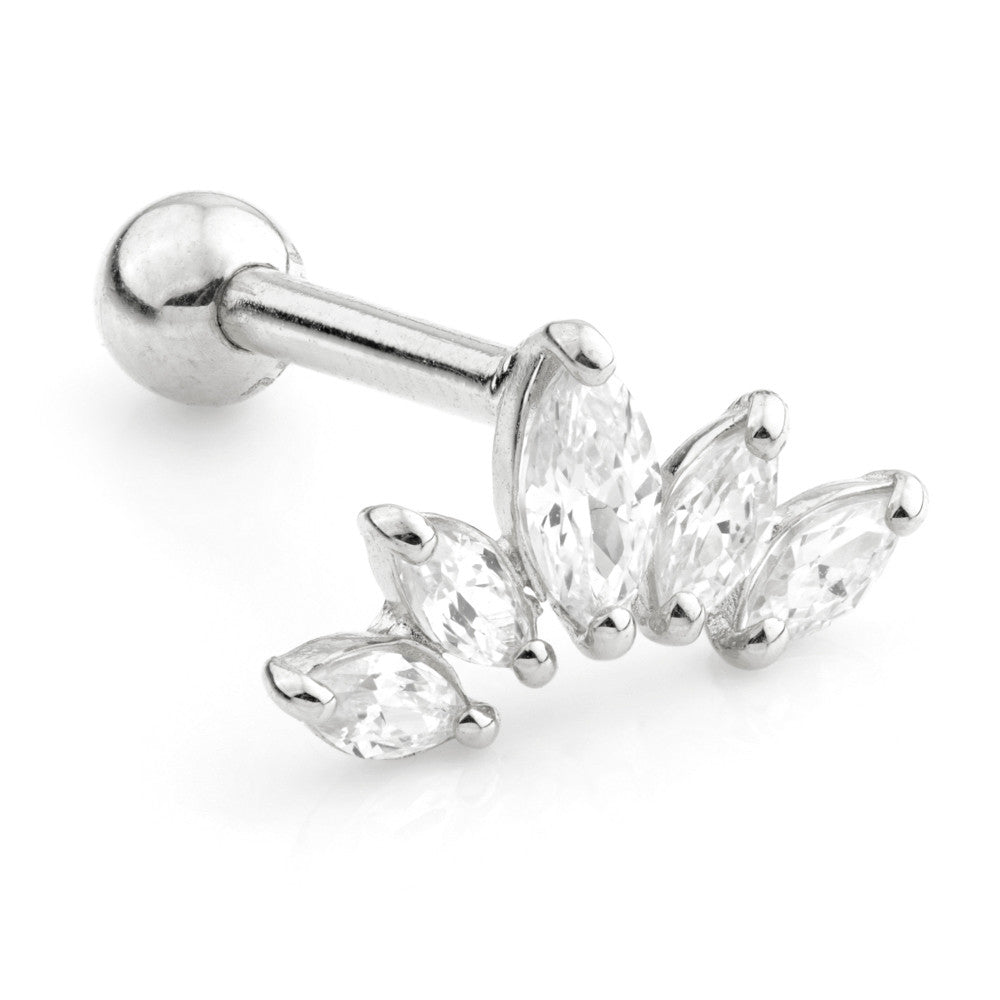 TL - 9K Gold Crescent Marquise Gem Cartilage Bar
