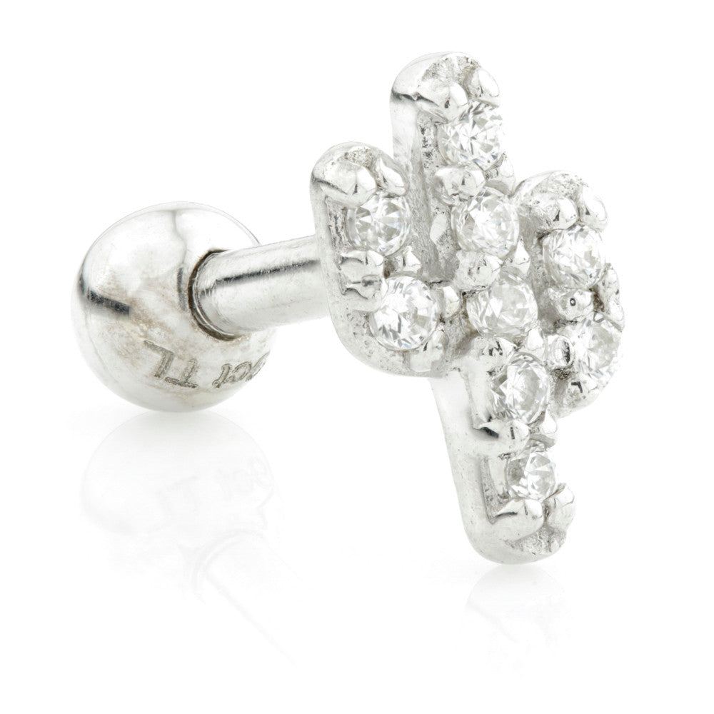TL - 9 Carat Gold CZ Cactus Gem Cartilage Bar - 1.2mm