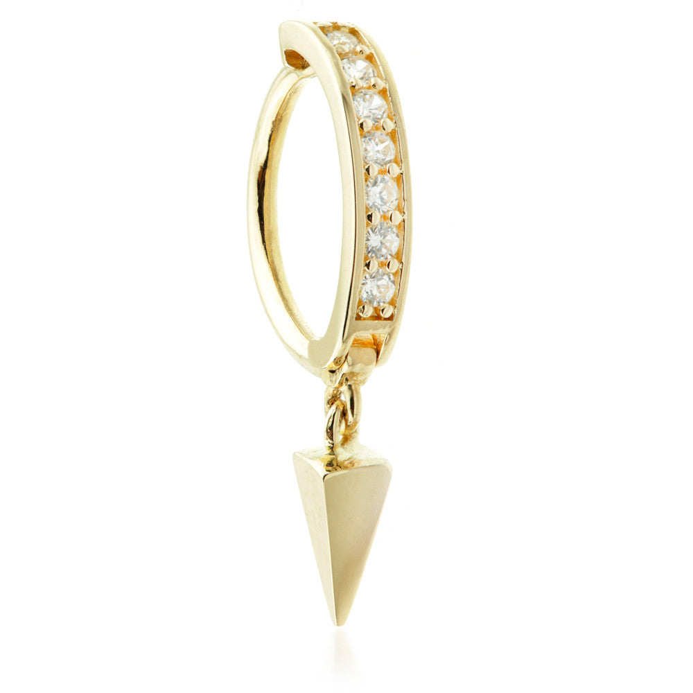 Solid Gold Jewelled Pave Rook Ring With Pendant