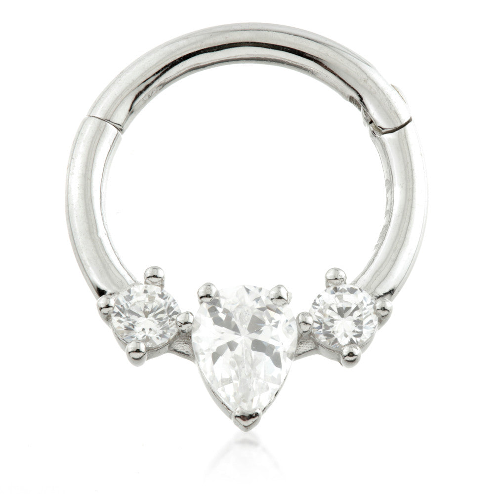TL - Gold CZ Tear Hinge Daith Ring