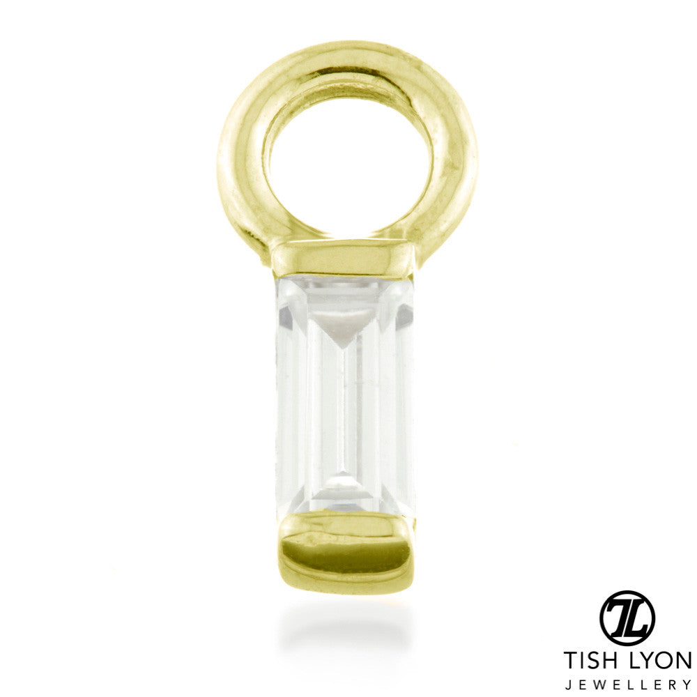 9 Carat Solid Gold Gem Baguette Hoop Charm for Hinge Segment Ring
