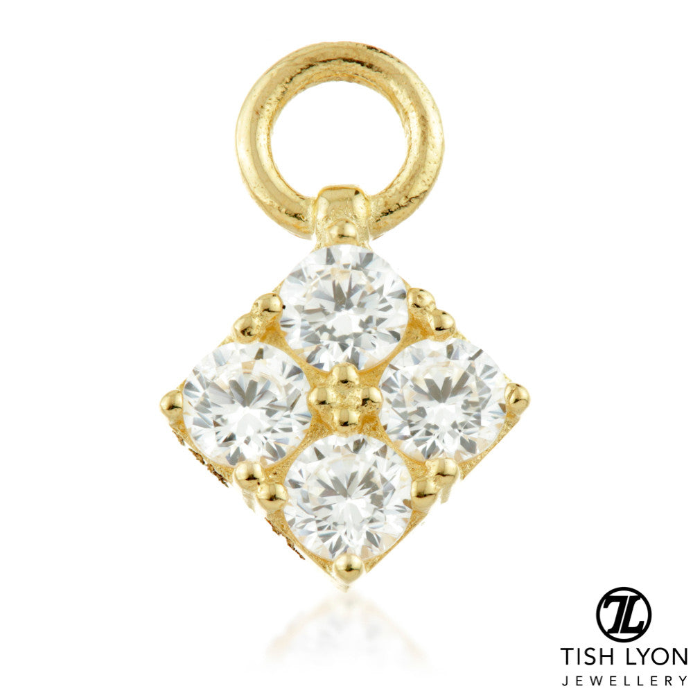9 Carat Solid Gold Gem Diamond Shape Hoop Charm for Hinge Segment Ring