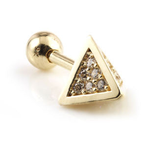 Gem Pyramid 9 Carat Solid Gold Cartilage Barbell Earring