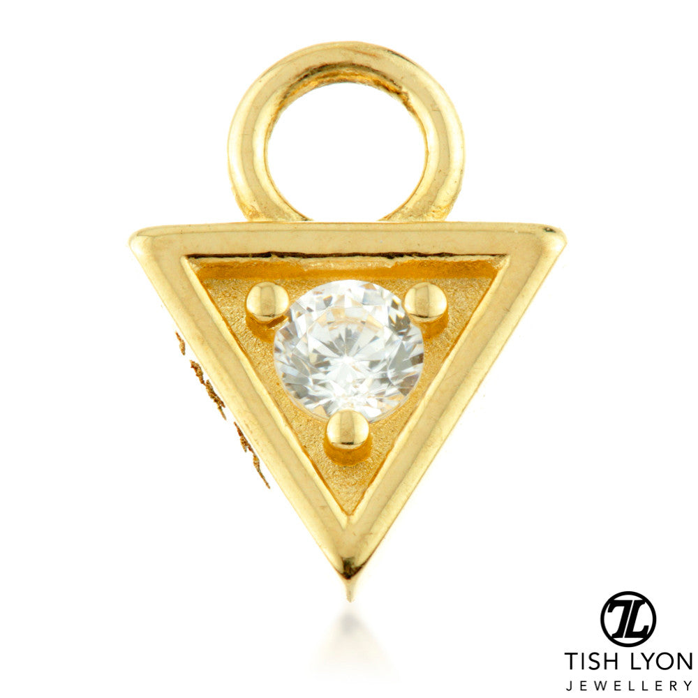 9 Carat Solid Gold Gem Triangle Hoop Charm for Hinge Segment Ring