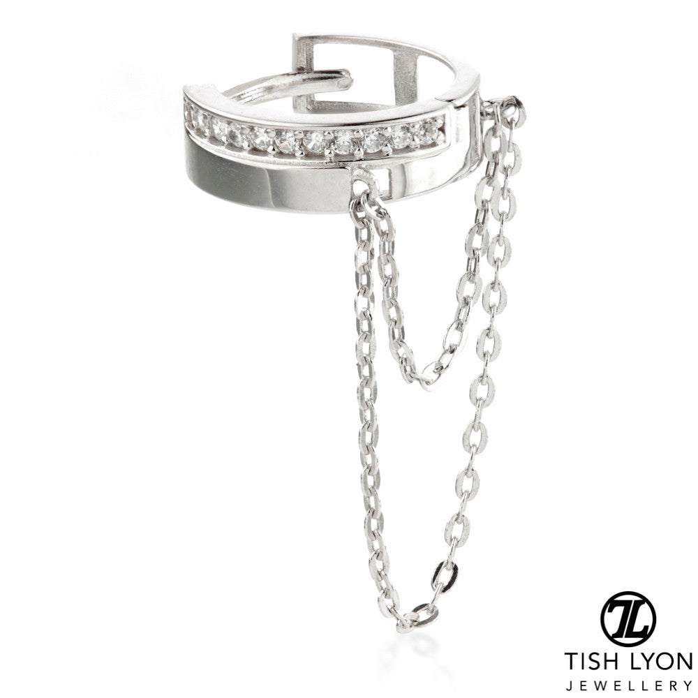 TL - 9K Gold Gems and Chain Hinge Ring