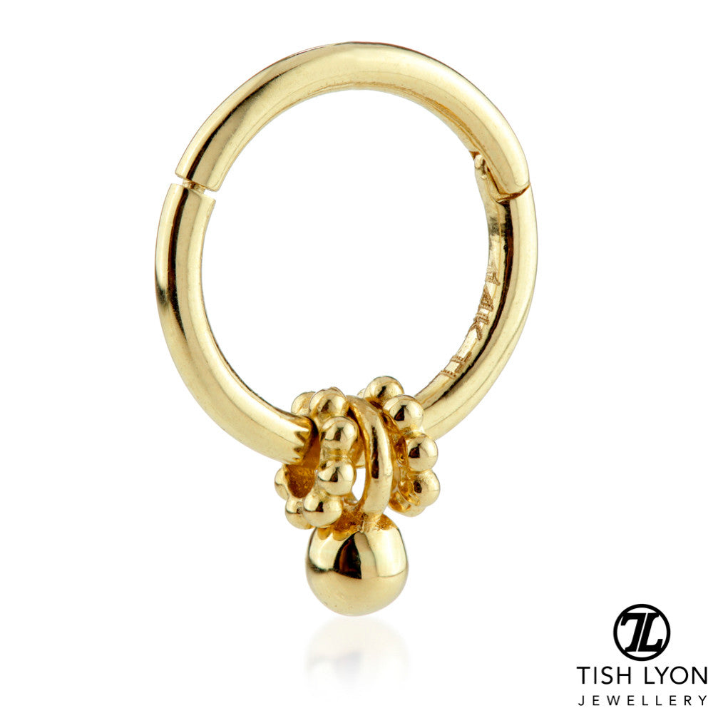 TL - Gold Hinge Segment Ring with Bead-Ball Charms