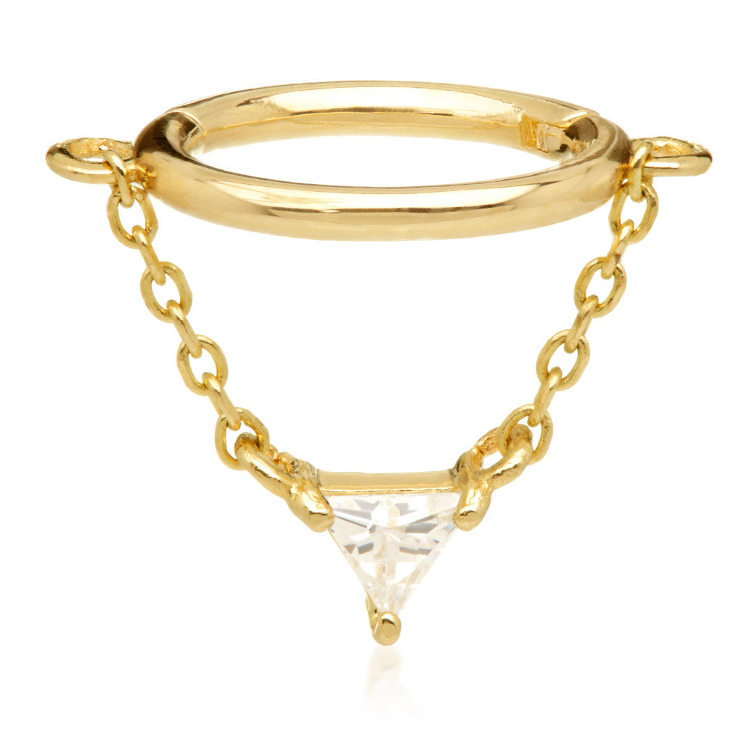TL - Gold Conch Ring with Trillion Hanging Chain