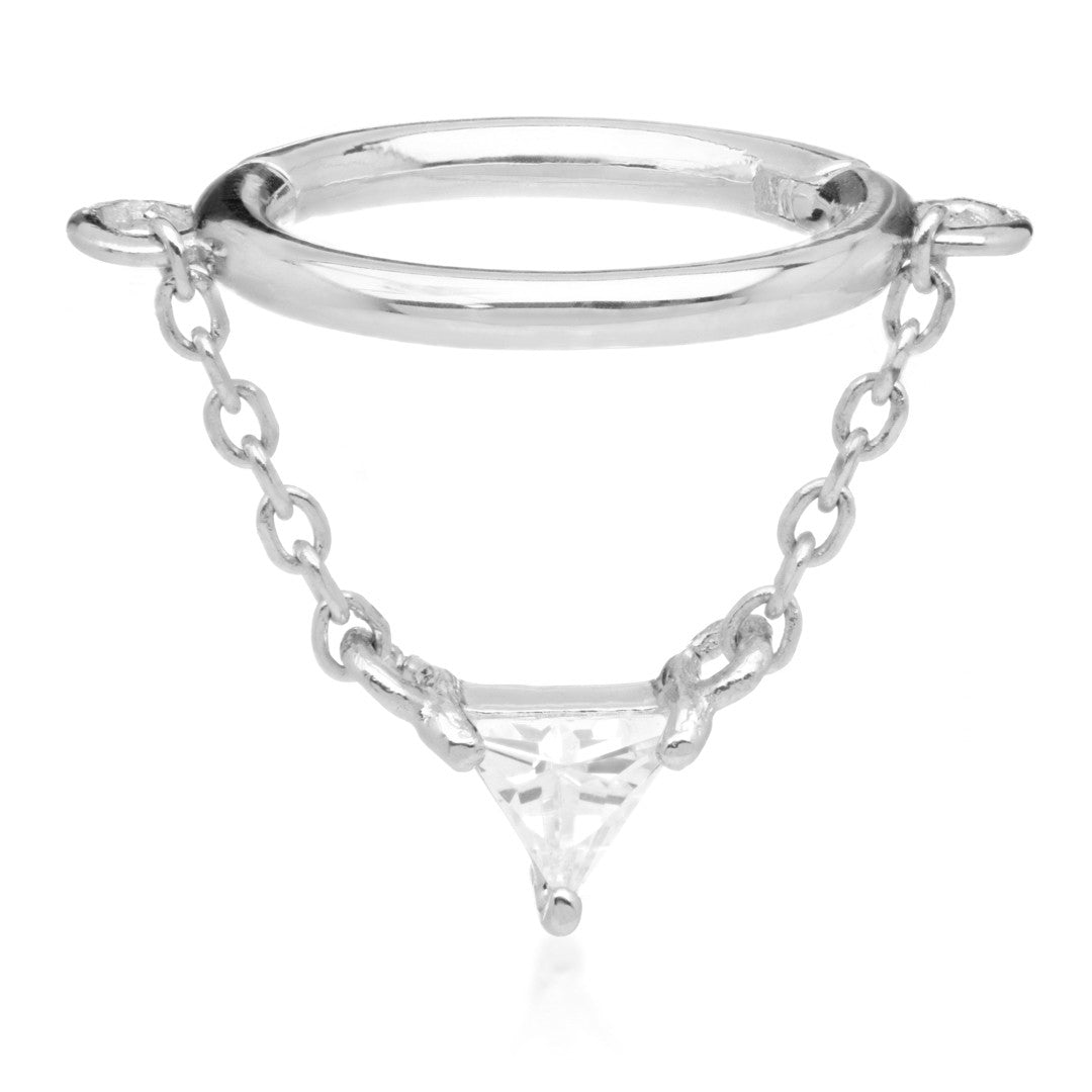 TL - Gold Hinged Ring with Trillion Hanging Chain