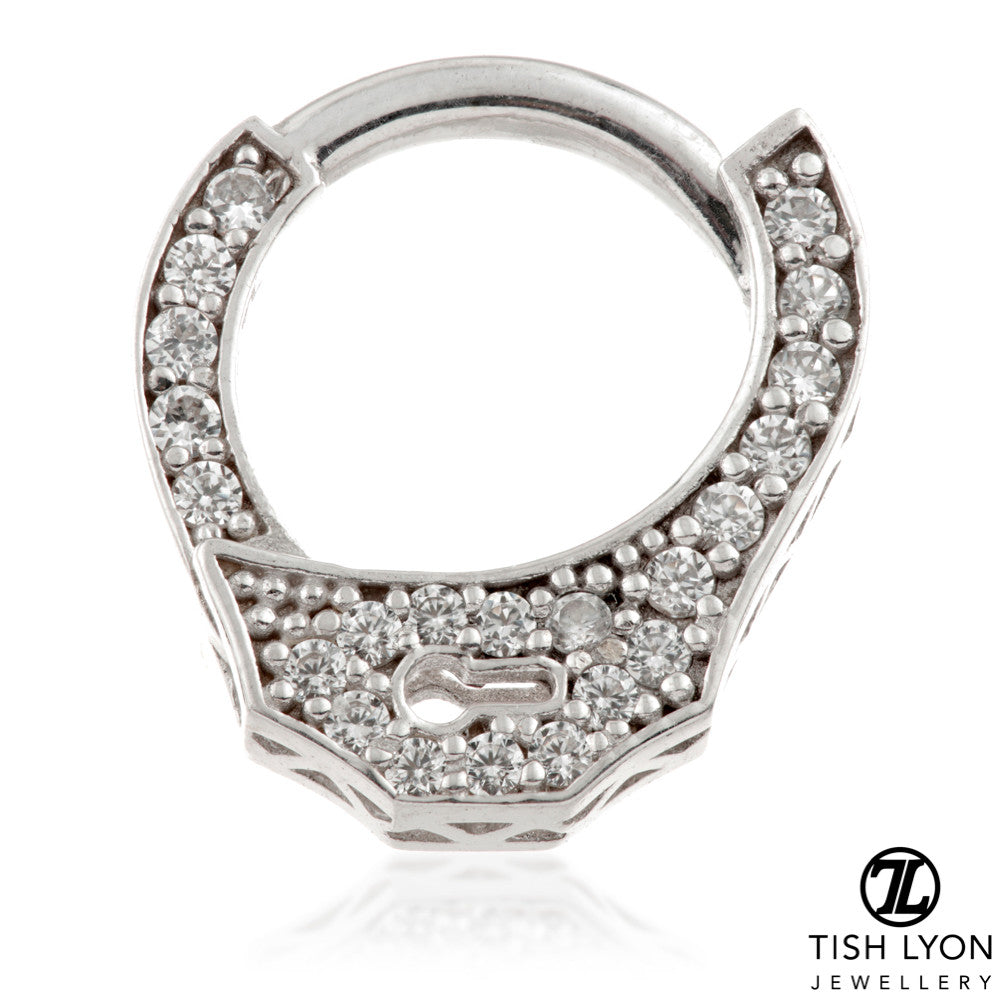 TL - Gold Jewelled Handcuff Hinge Ring