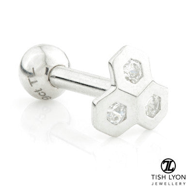 TL - 14 Carat Gold Jewelled Honeycomb Cartilage Bar - 1.2mm