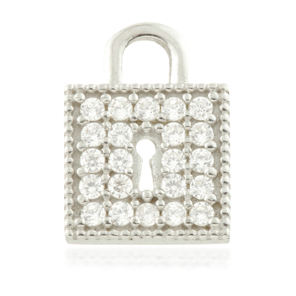 9 Carat Solid Gold Jewelled Lock Hoop Charm for Hinge Segment Ring