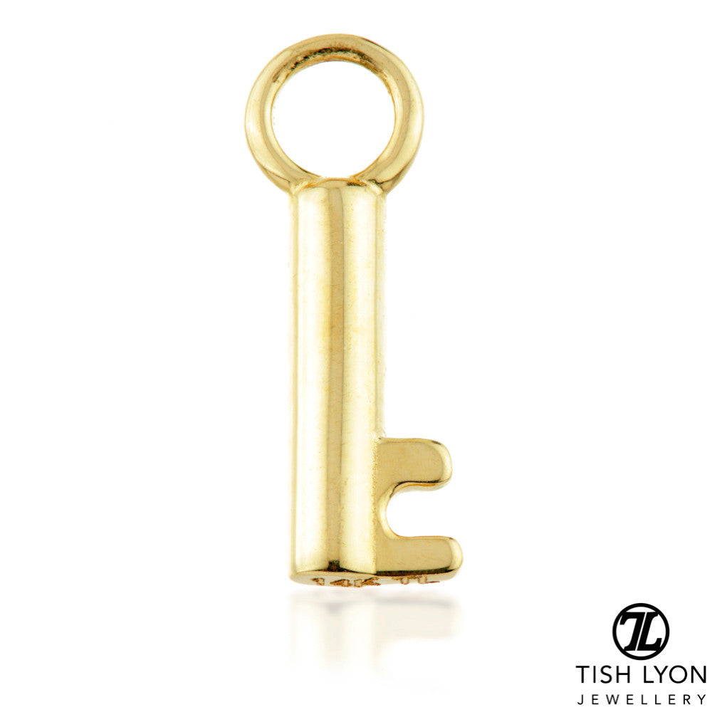 9 Carat Solid Gold Key Hoop Charm for Hinge Segment Ring