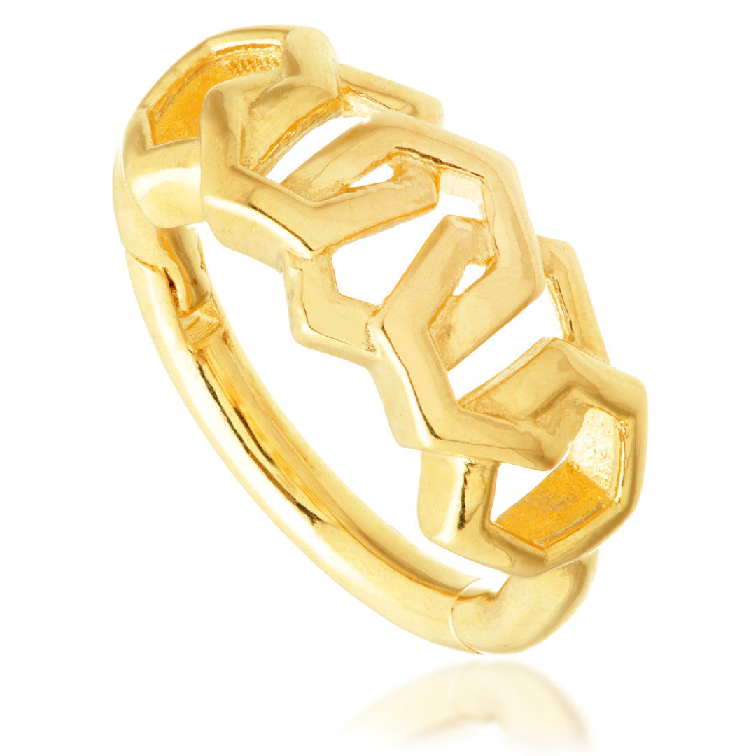 TL - Gold Linked Open Hexagon Hinge Ring