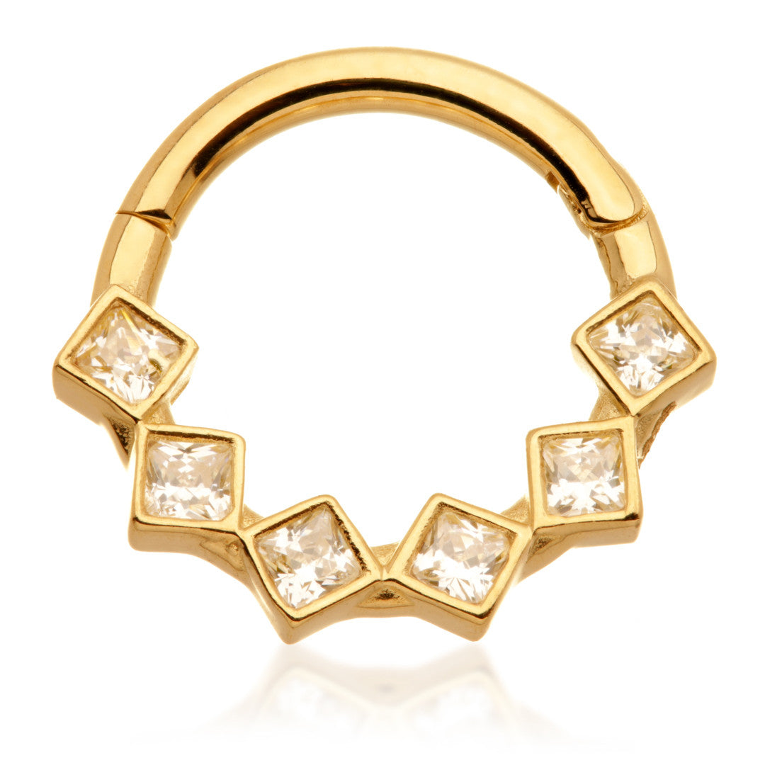 TL - Gold Multi Gem Daith Septum Ring