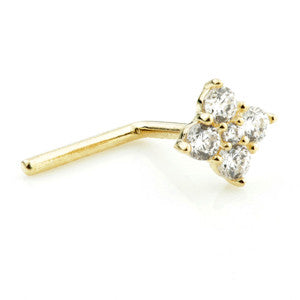 TL - 14ct Gold Multi Gem Square Bent Nose Stud