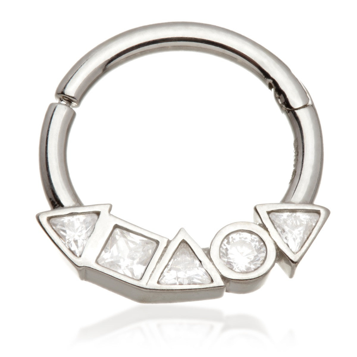 TL - Gold Multi Shaped Jewelled Daith Septum Ring