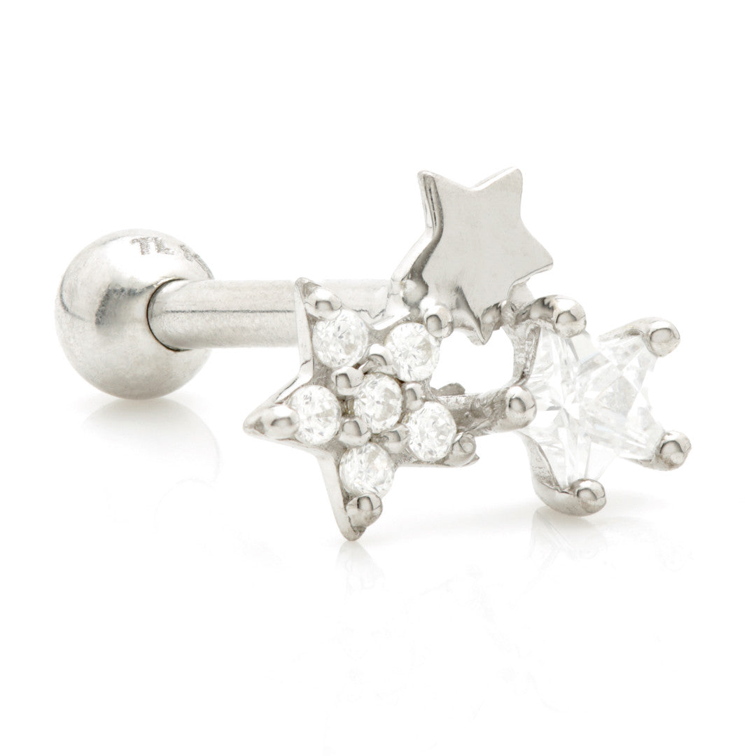 Multi Stars 14 Carat Solid Gold Cartilage Barbell Earring