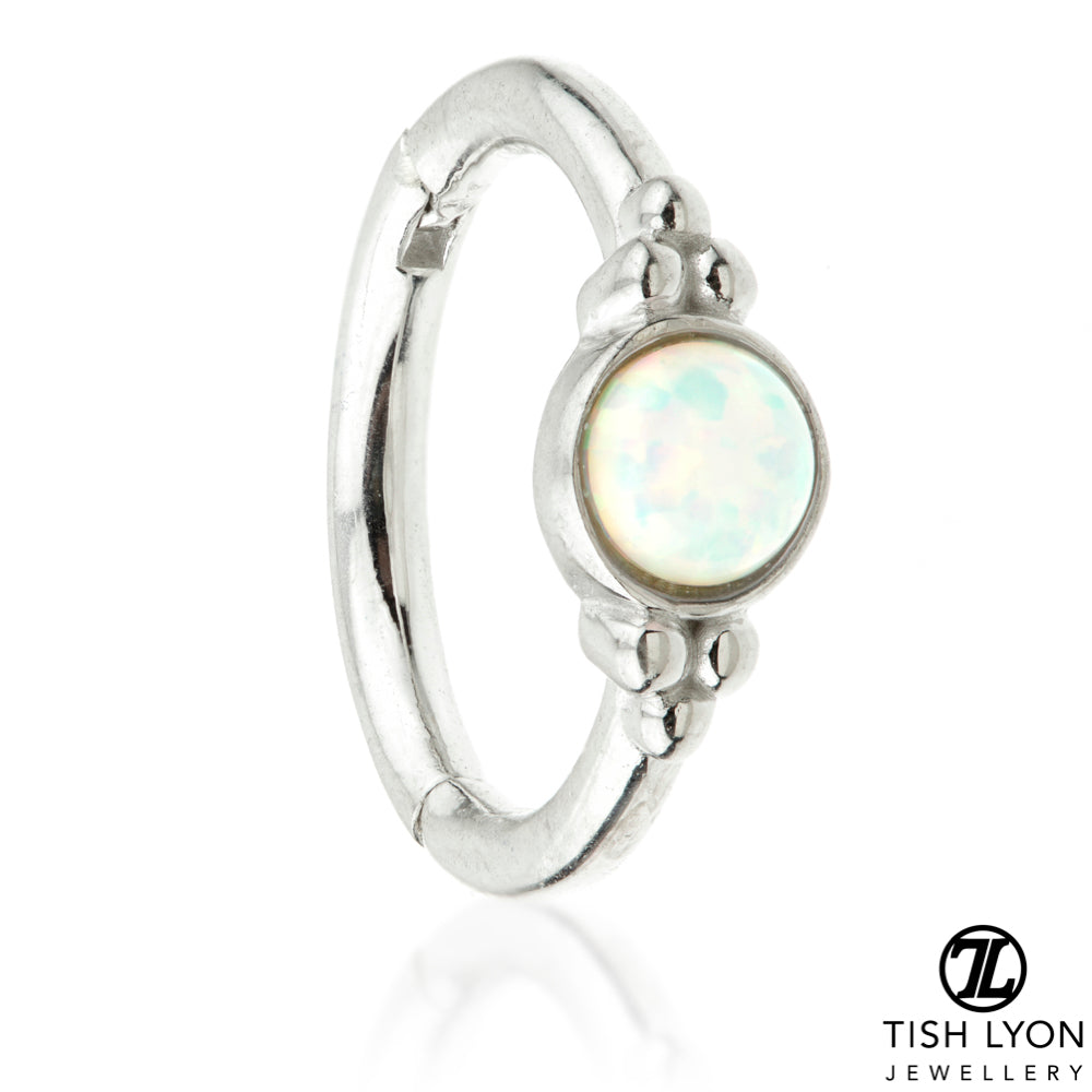TL - Gold Opal Tri-Dot Hinge Ring