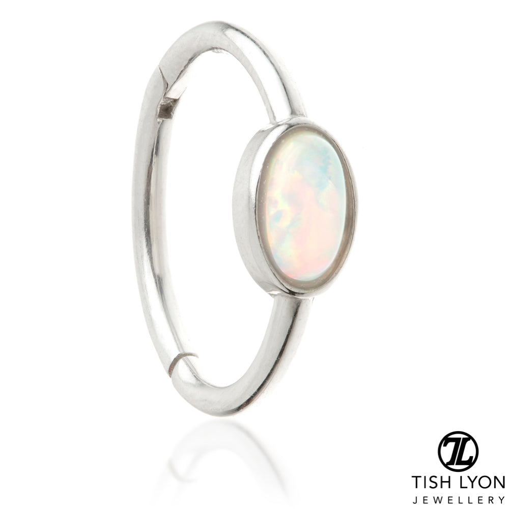 TL - Gold Oval Opal Hinge Ring