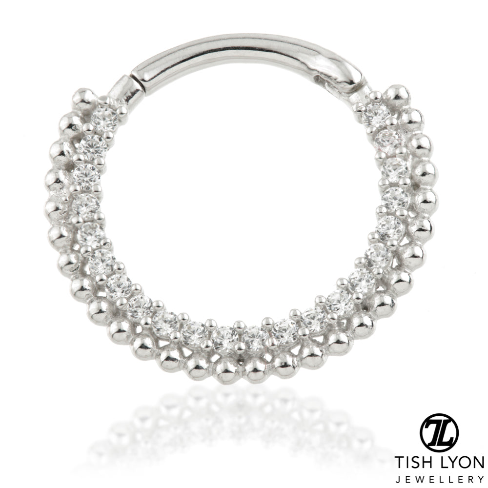 TL - Gold Pav� Gem Ball Daith Septum Ring