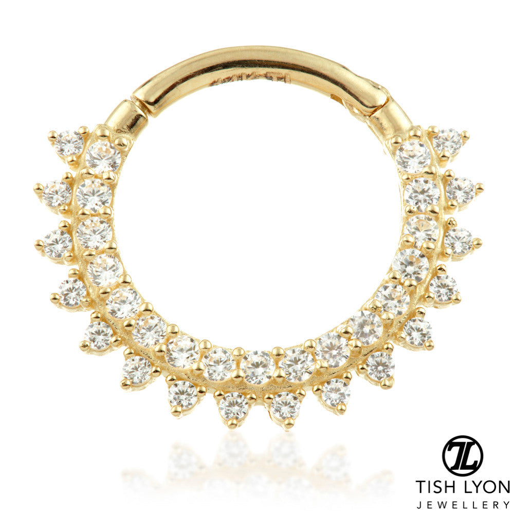 Selene Solid Gold Multi Gem Daith & Septum Hoop