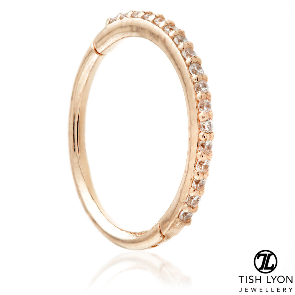 TL - Gold Pave Gem Eternity Hinge Conch Ring