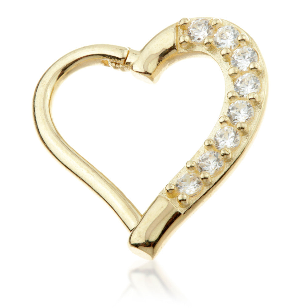 TL - 14K Gold Pave Gem Hinge Heart Ring