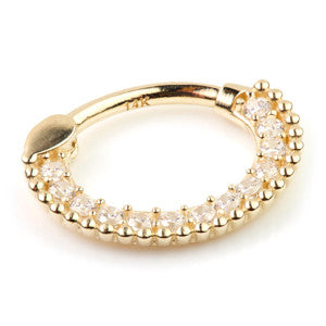 TL - Gold Pave Gems Daith Septum Ring