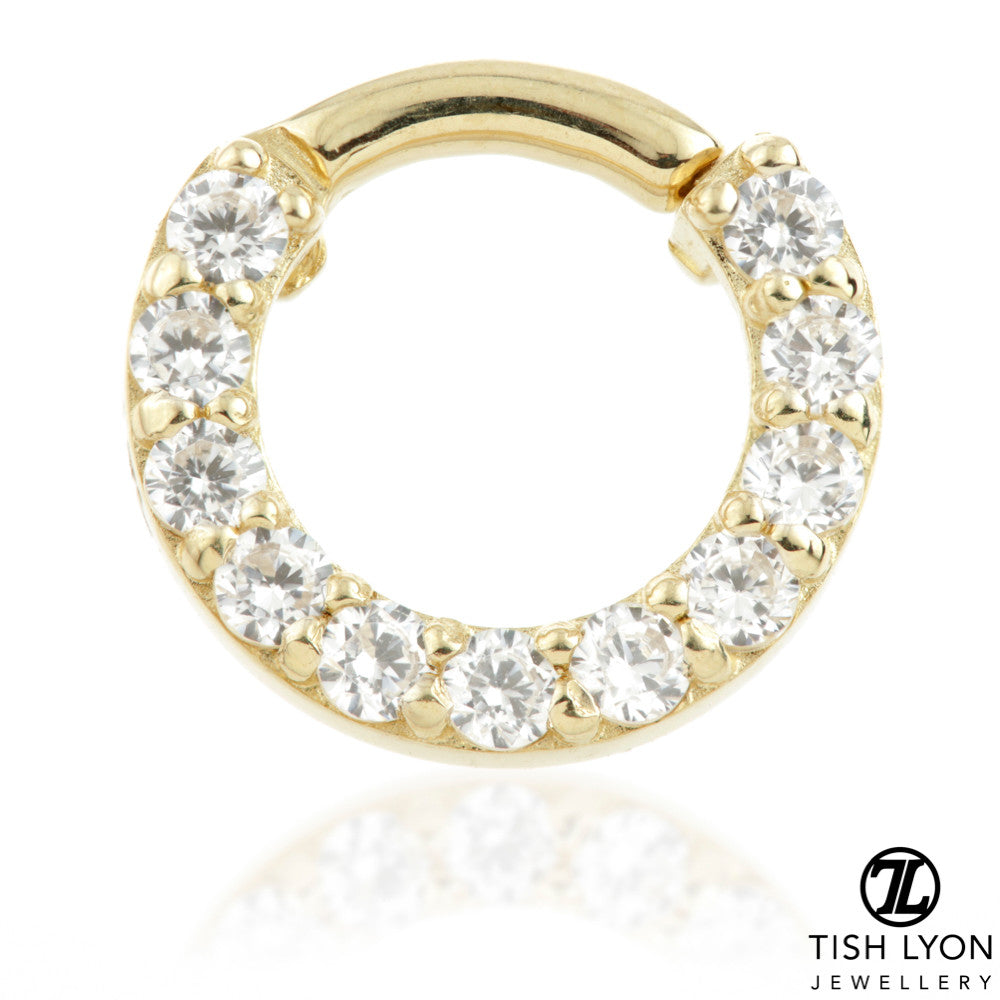 TL - Gold Pavé Gem Covered Daith Septum Ring